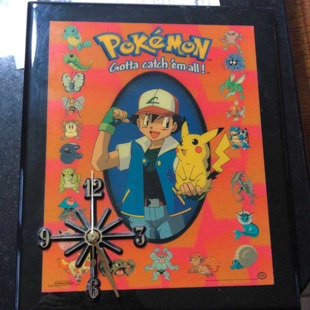 Pokémon got to catch them all clock on wood 1990s in great shape